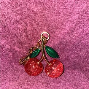 Cherry Charm Keychain with Red and Green Accents